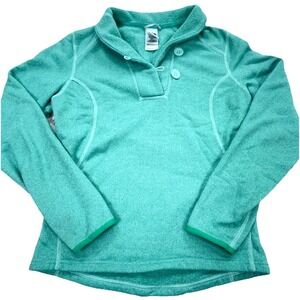 North Face Sweater Women Small Green Pullover Shawl Neck Henley Fleece Lined